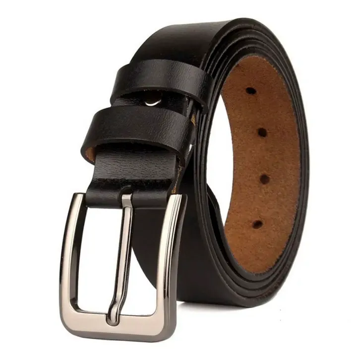 Men Genuine Leather Belt – Formal & Casual Wear | Strong Metal Buckle | Premium Quality black